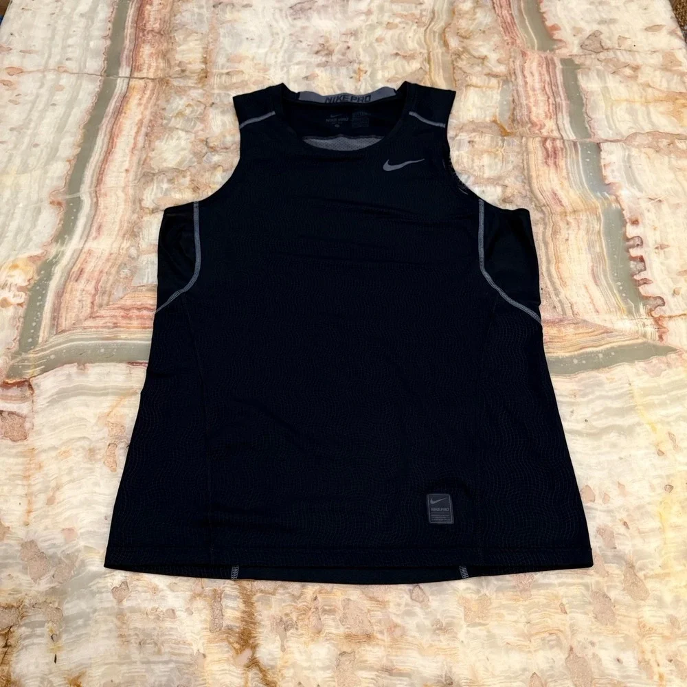 Nike Pro Dri-FIT Compression Sleeveless Shirt Men's Large Black Fitted - Picture 1 of 6